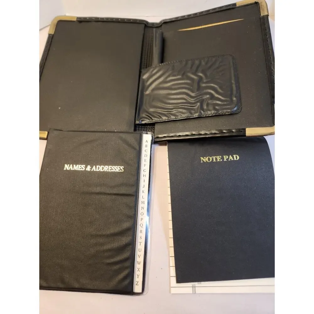 FOLEY'S Address Book Black & Gold Brass Trim Vintage